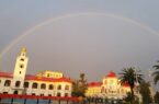 رنگین کمان زیبا بر فراز شهر رشت+فیلم